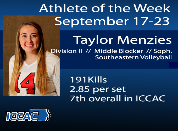 Menzies Earns ICCAC Athlete of the Week Honors