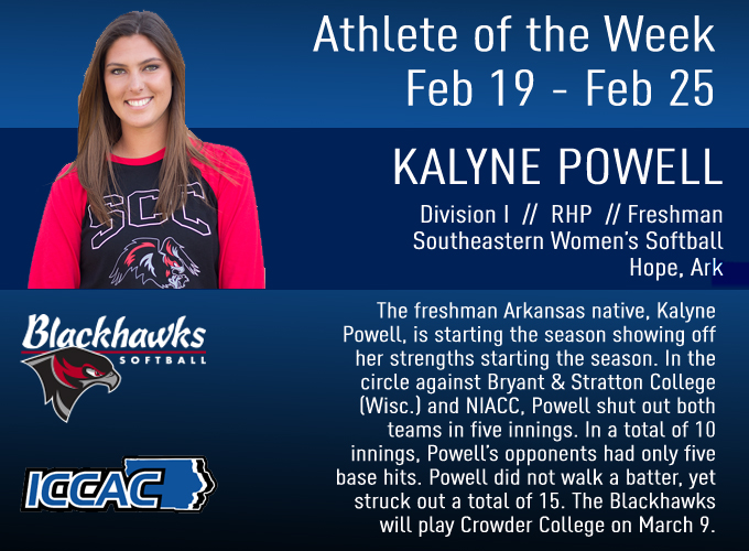 Kalyne Powell Receives ICCAC Athlete of the Week