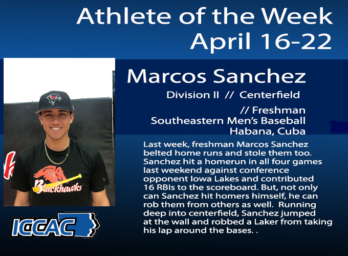 Sanchez Receives Conference Athlete of the Week