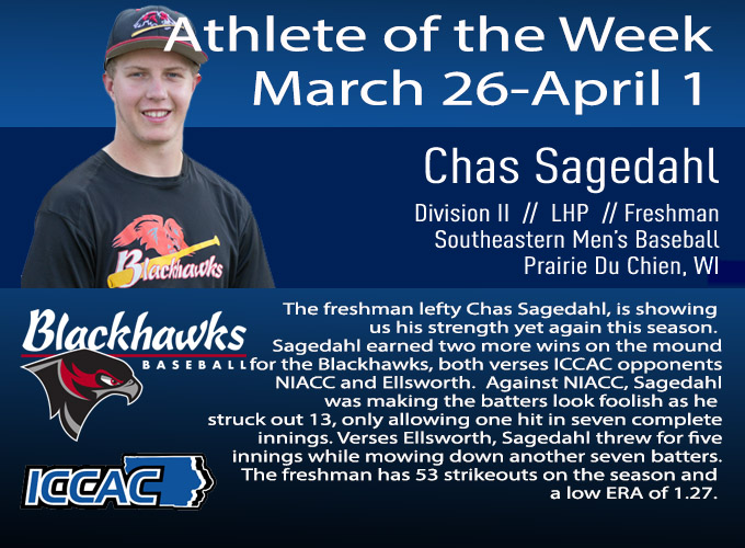Sagedahl Receives Conference Athlete of the Week Again
