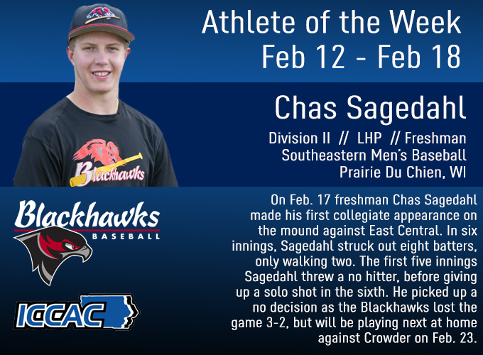 Sagedahl Receives ICCAC Athlete of the Week