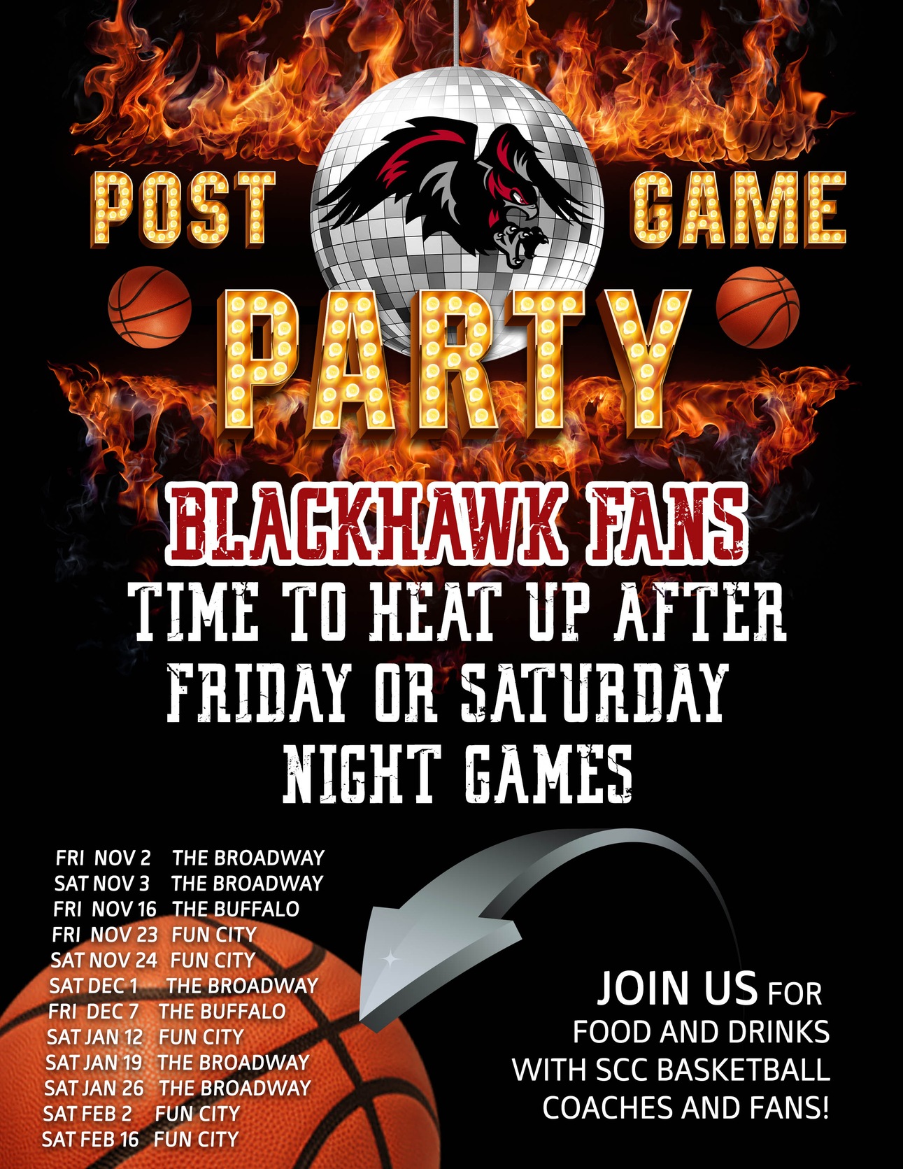 Men's Basketball to Host Post Game Parties