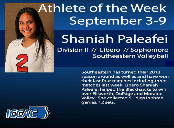 Paleafei Earns ICCAC Athlete of the Week