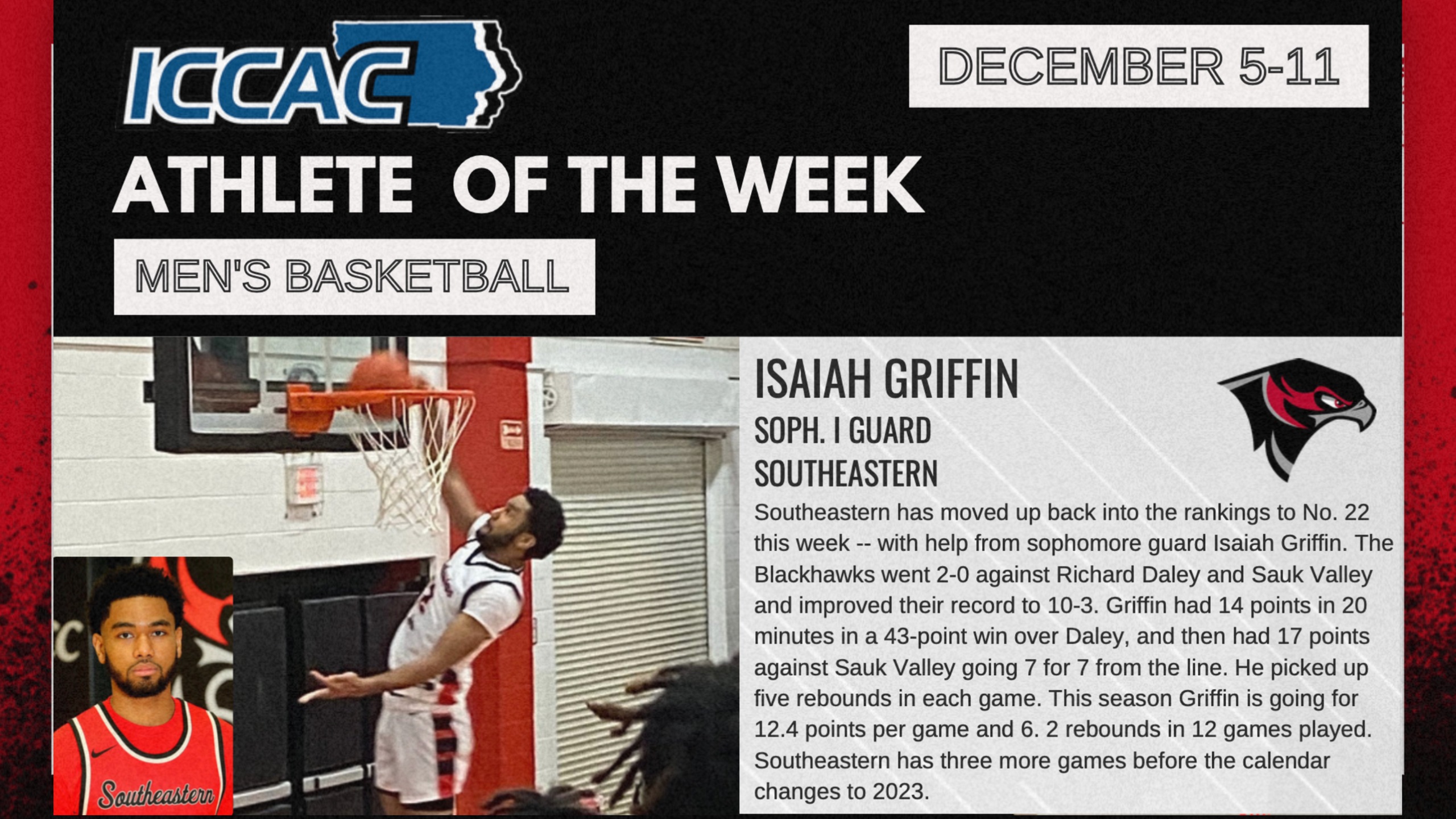 Griffin Captures ICCAC Athlete of the Week Honors